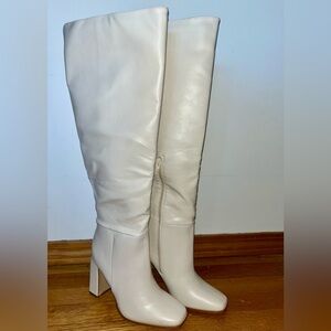 Elegant Cream Knee-High Women's Boots